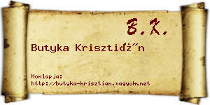 Butyka Krisztián névjegykártya