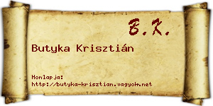 Butyka Krisztián névjegykártya